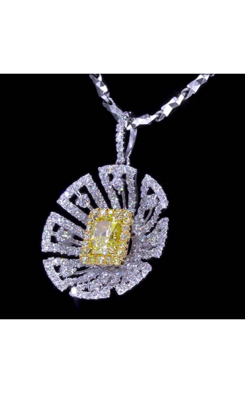 Fancy Yellow Diamond Eight Petal Flower Pendant