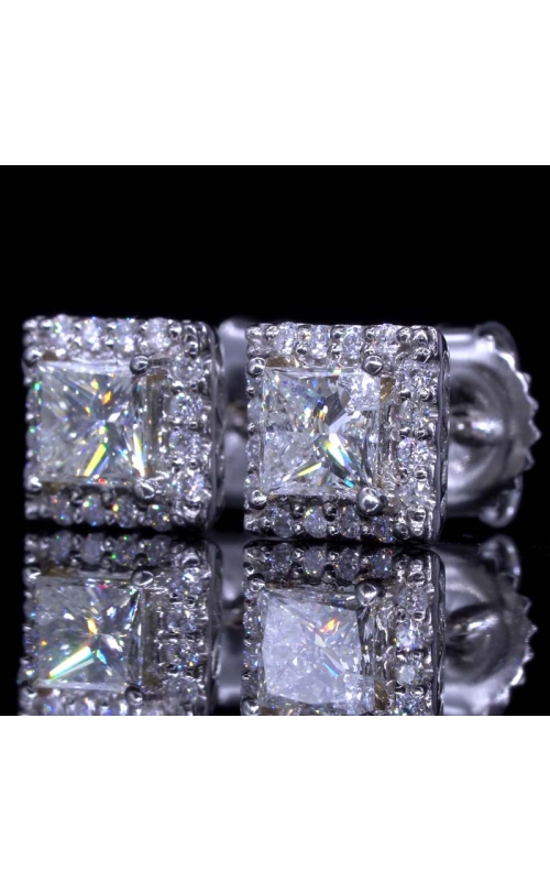 Princess Diamond Halo Earrings