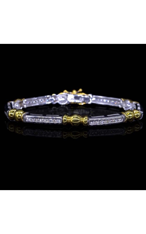 Six Piece Channel Set Diamond Bracelet in Alternating Gold