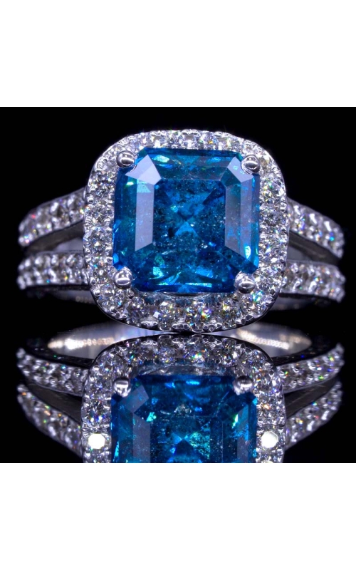 Radiant Design Blue Diamond Halo Ring