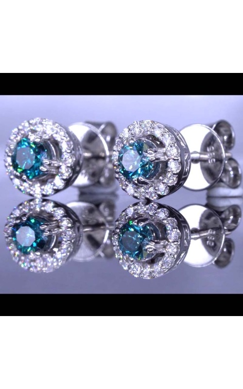 Blue Diamond Halo Earrings