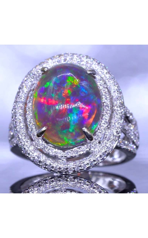 Opal & Diamond Double Halo Ring