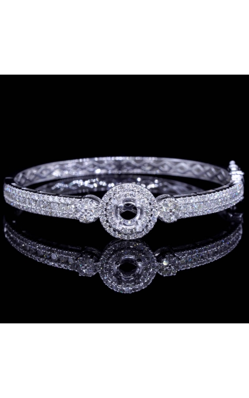 Double Halo Semi-Mount Diamond Bangle (fits 0.6ct center)
