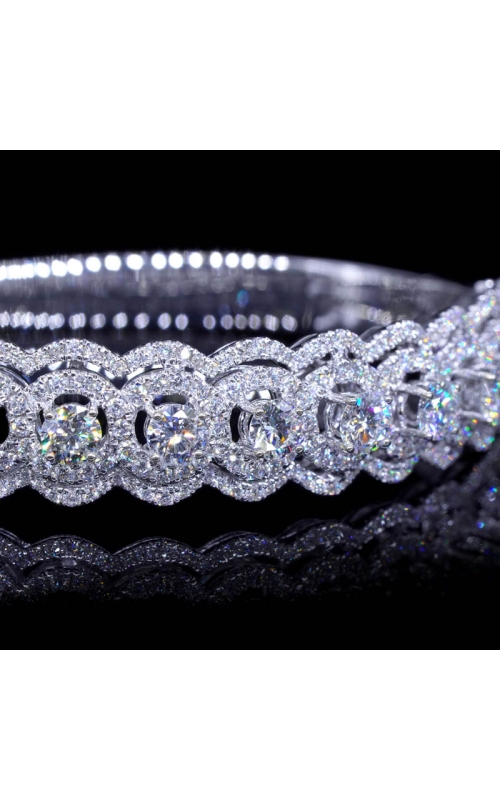 9 Stone Double Halo Diamond Bangle, 4mm each