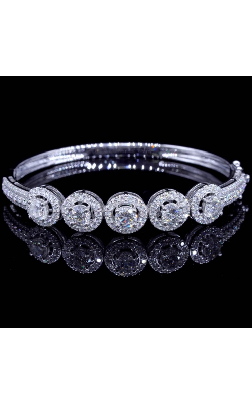 Semi-Mount Five Halo Diamond Bangle (center stones NOT included)