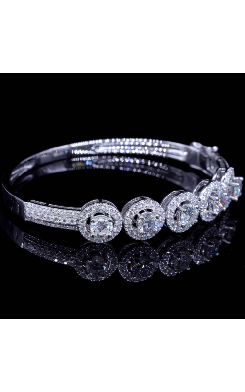 Five Halo 4mm GIA Diamond Bangle in White Gold