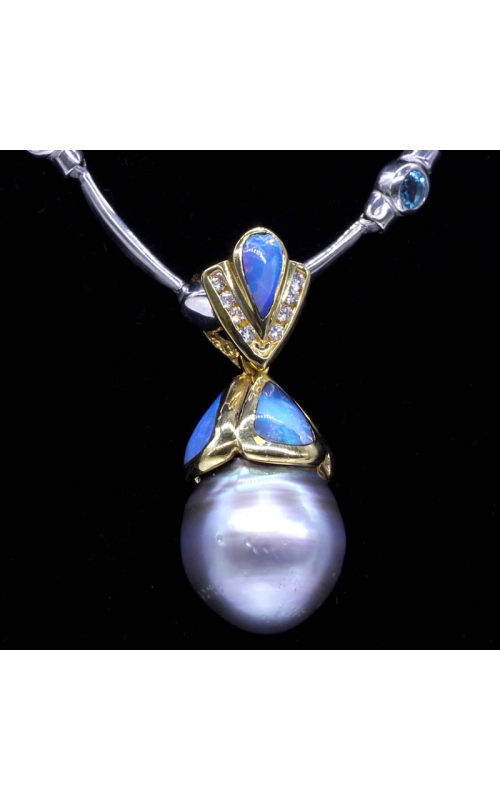 Tahitian Pearl Pendant with Opal