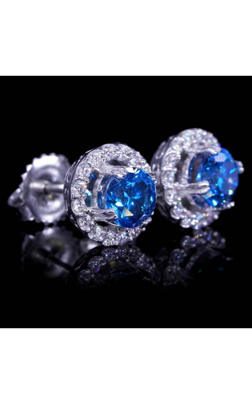 Halo Blue Diamond Earrings