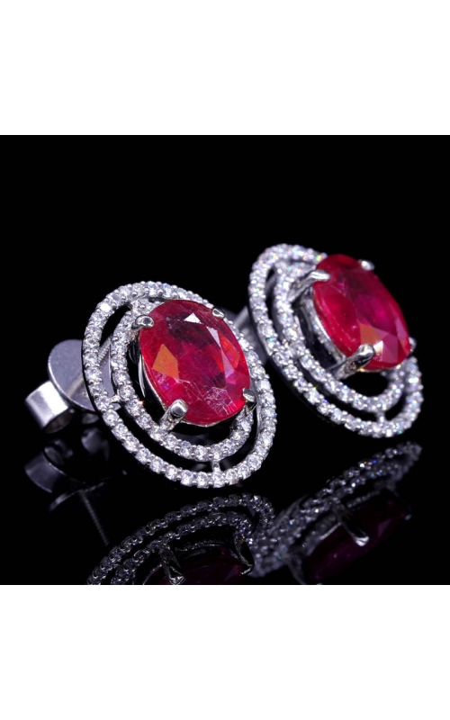 Ruby Diamond Halo Earrings
