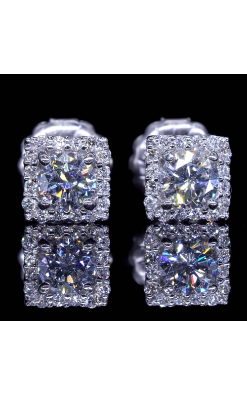 4.3mm Center Diamond Earrings Square Design