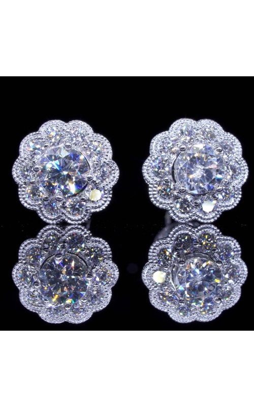 4mm Center Diamond Earrings Flower Design