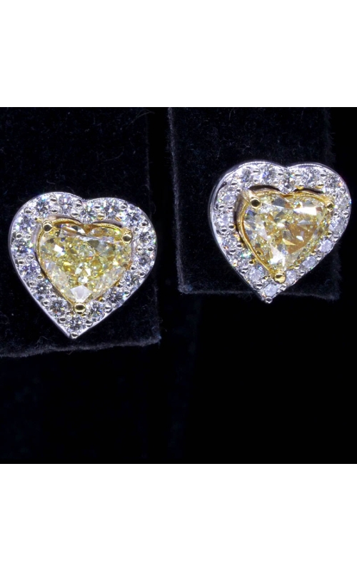 Fancy Yellow Heart, Halo Earrings