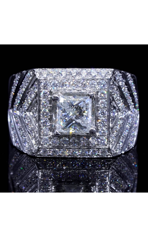 Special Italian Men's Diamond Ring with 1.1ct Princess-Cut center