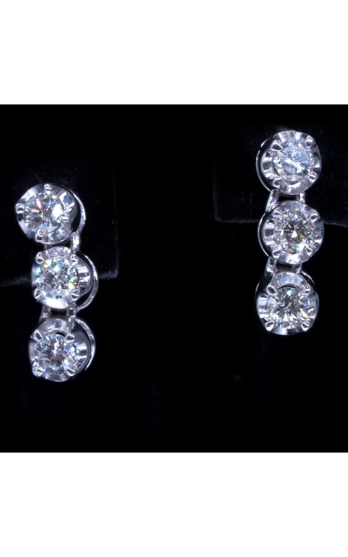 Three Stone Hanging Diamond Earrings, 0.9ct Tw
