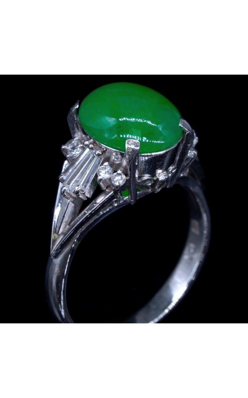 GIA 12.5mm Grade-A Jade Ring in Platinum