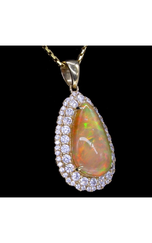 10ct Pear Yellow Opal, Double Row Pendant