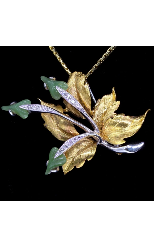 Gold Leaves Diamond Estate Brooch