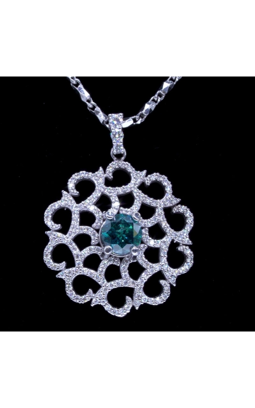 Blue Diamond Pendant in White Gold