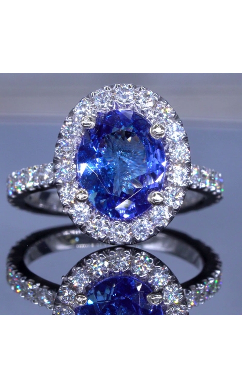 3ct Oval Tanzanite Halo Diamond Ring