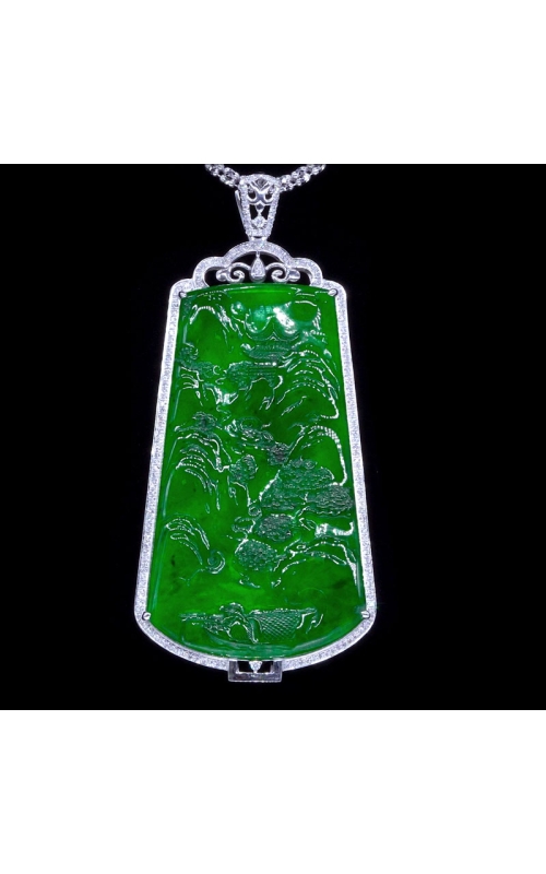 GIA Grade A Jade Landscape-Carving Pendant