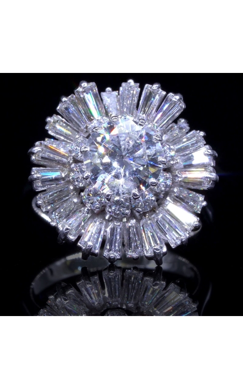 Baguette Flower 1.5ct Center Diamond Ring with