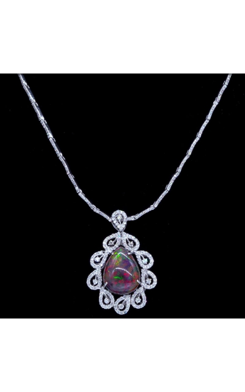 18ct Black Opal Pendent Surrounded by Diamond Tear Drops