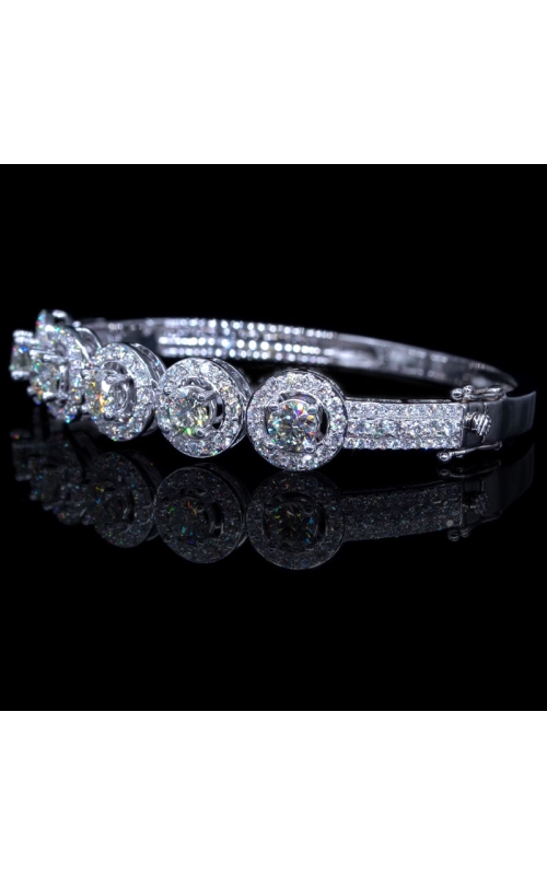 Inline Five Halo Diamond Bangle, 4.6mm