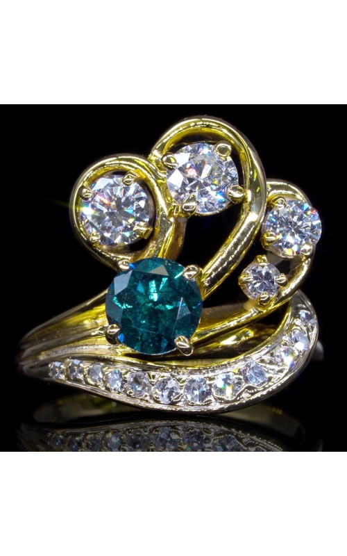 Blue Diamond Estate Ring in Yellow Gold
