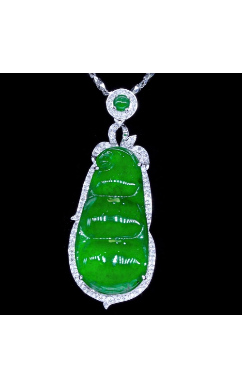 GIA Grade-A Jade Pea, Diamond Pendant