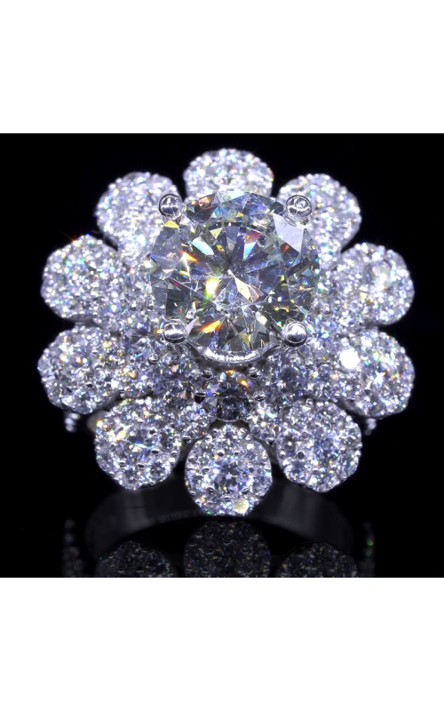 Three Layer 10 Stone Diamond Flower Ring