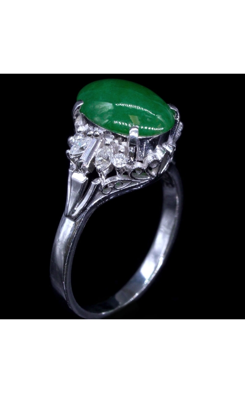 Cabochon Jade Ring in Platinum