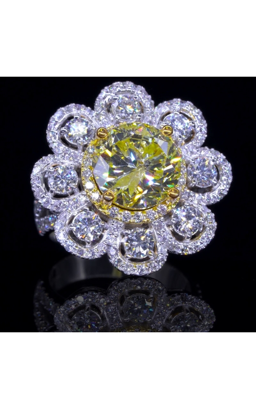 Eight Petal Diamond Ring with 5ct Fancy Yellow center