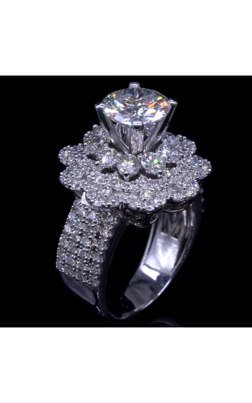 Three Layer Flower Diamond Ring with 2.2ct center