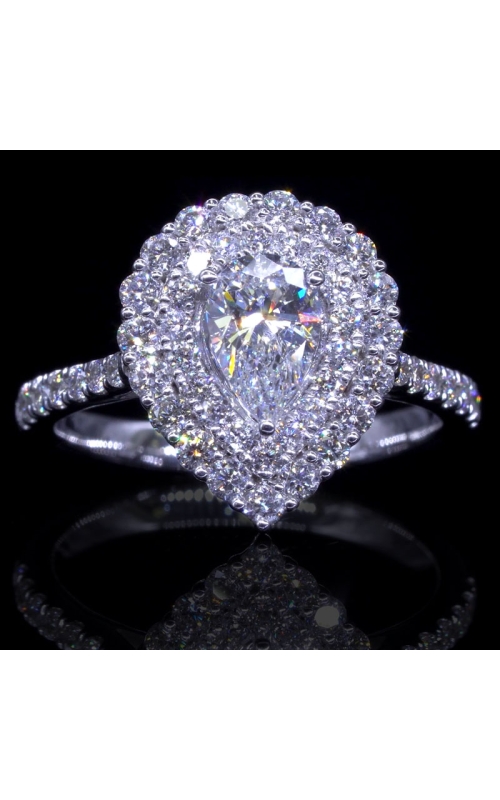 Double Halo Tear Drop Diamond Ring