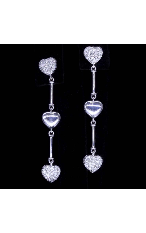 Triple Dangling Diamond Heart Earrings