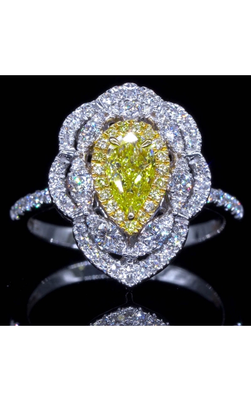 GIA Fancy Yellow Pear with Petal Surrounding, Diamond Ring