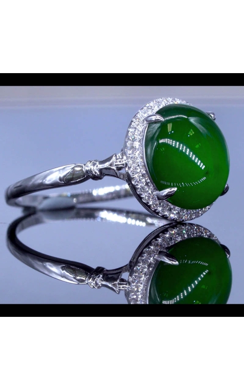 GIA Jade Cabochon Halo Ring