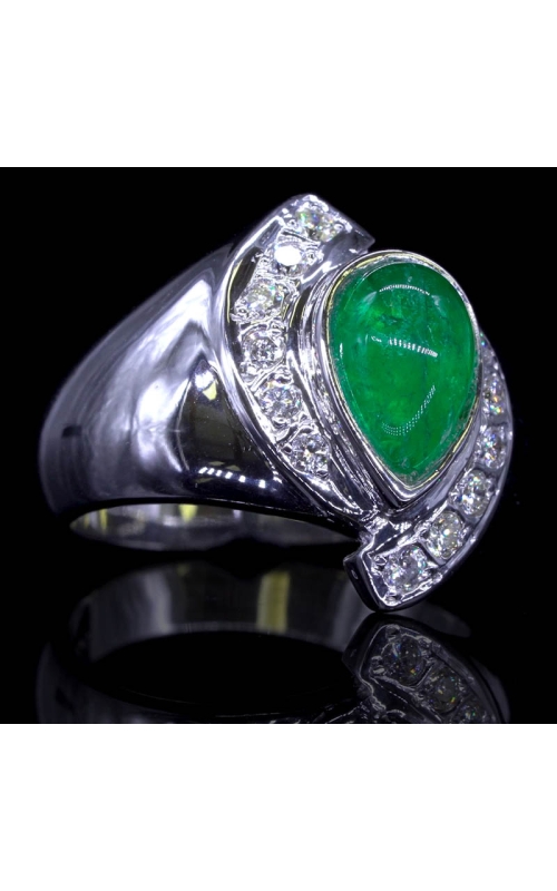 Estate Emerald Pear Cabochon Ring