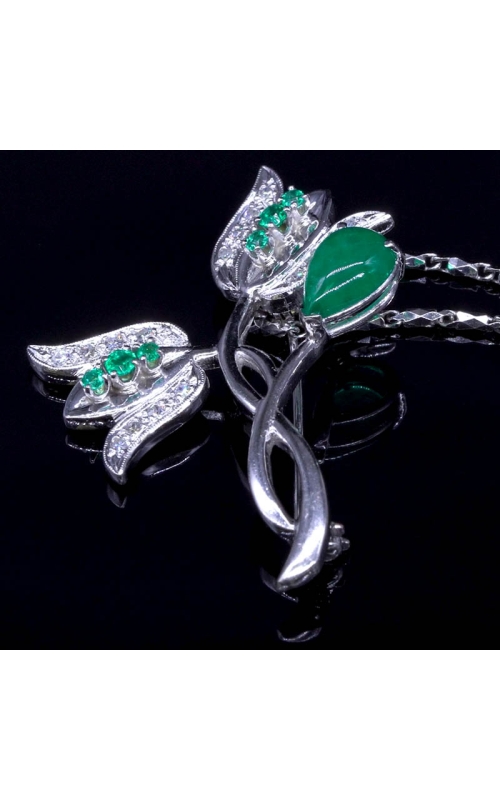 Estate Emerald Plant Brooch