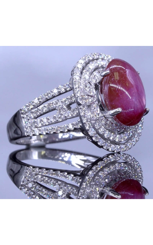 Triple Halo, Cabochon Star Ruby Ring