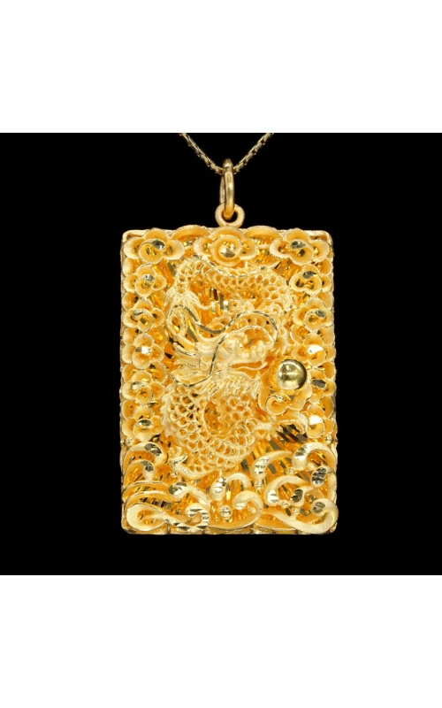 24K Yellow Gold Dragon Pendant 57g