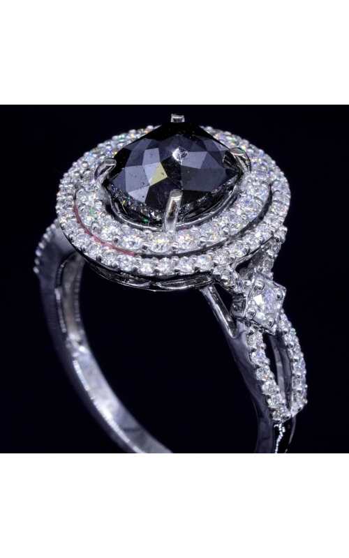 Halo Oval Black Diamond Ring