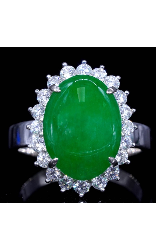 GIA Grade A Jade Cabochon Ring in Platinum