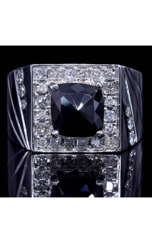 Black Diamond Cushion Cut Men Ring