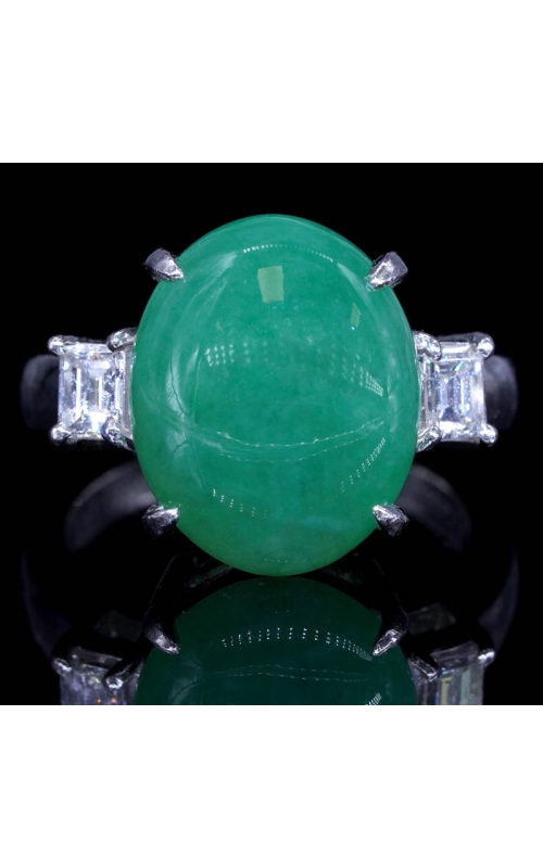 GIA Jade Ring Emerald Cut Diamond