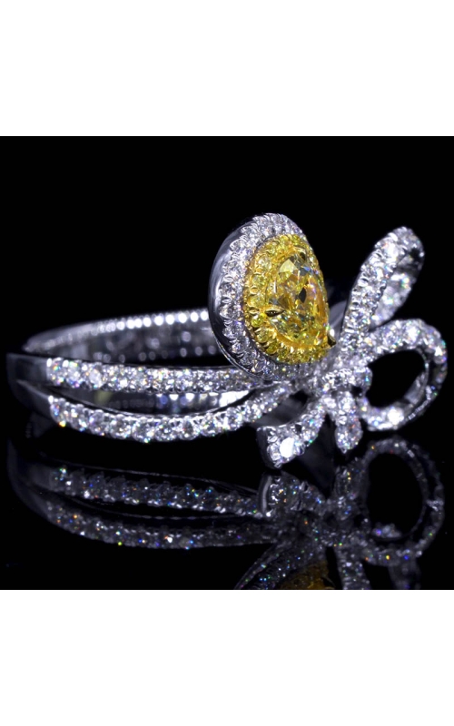 GIA Pear Shaped Fancy Yellow Diamond Ring