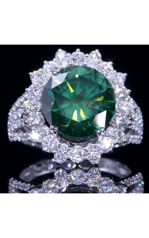GIA 5ct Green Diamond Halo Ring