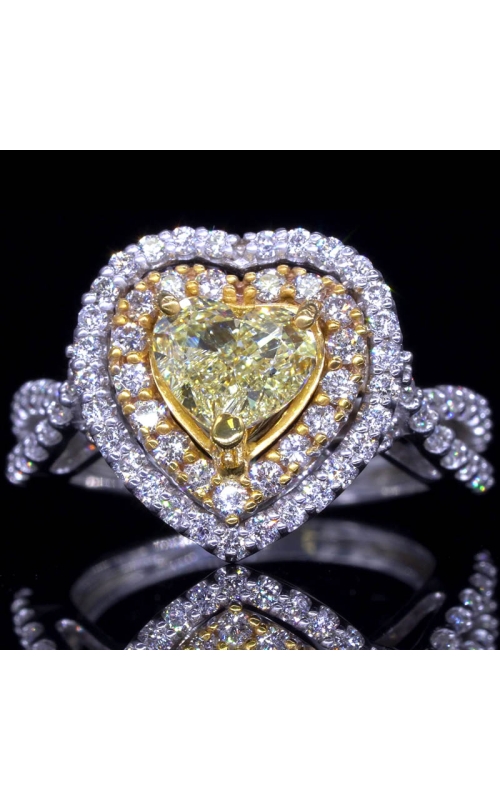 Fancy Yellow Heart, Double Halo Diamond Ring