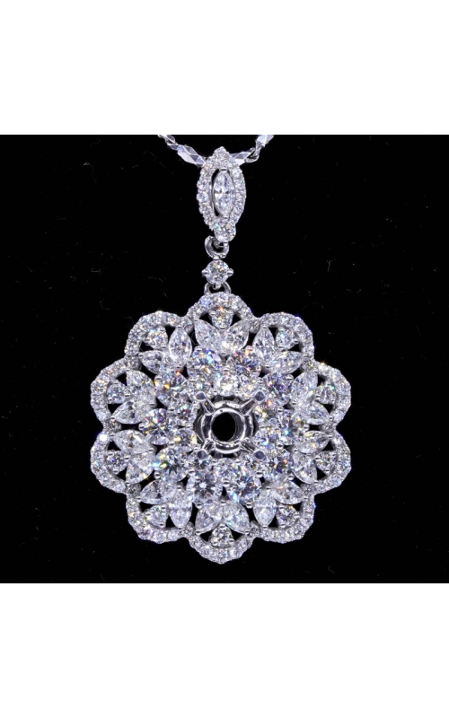 Semi-Mount Marquise Floral Diamond Pendant