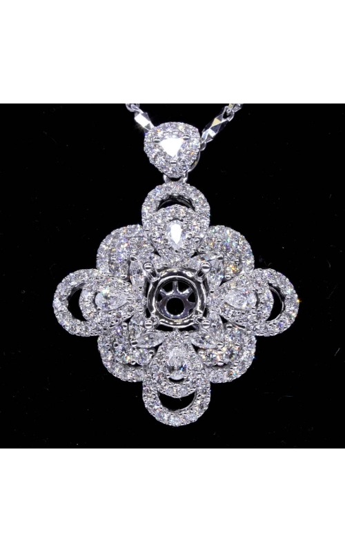 Semi-Mount Eight Petal Marquise Diamond Pendant